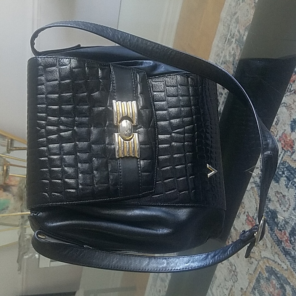 Valentino Black Quilted Leather Shoulder Bag with Gold Hardware